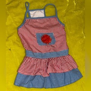 🆕 Red gingham and chambray Medium dog dress